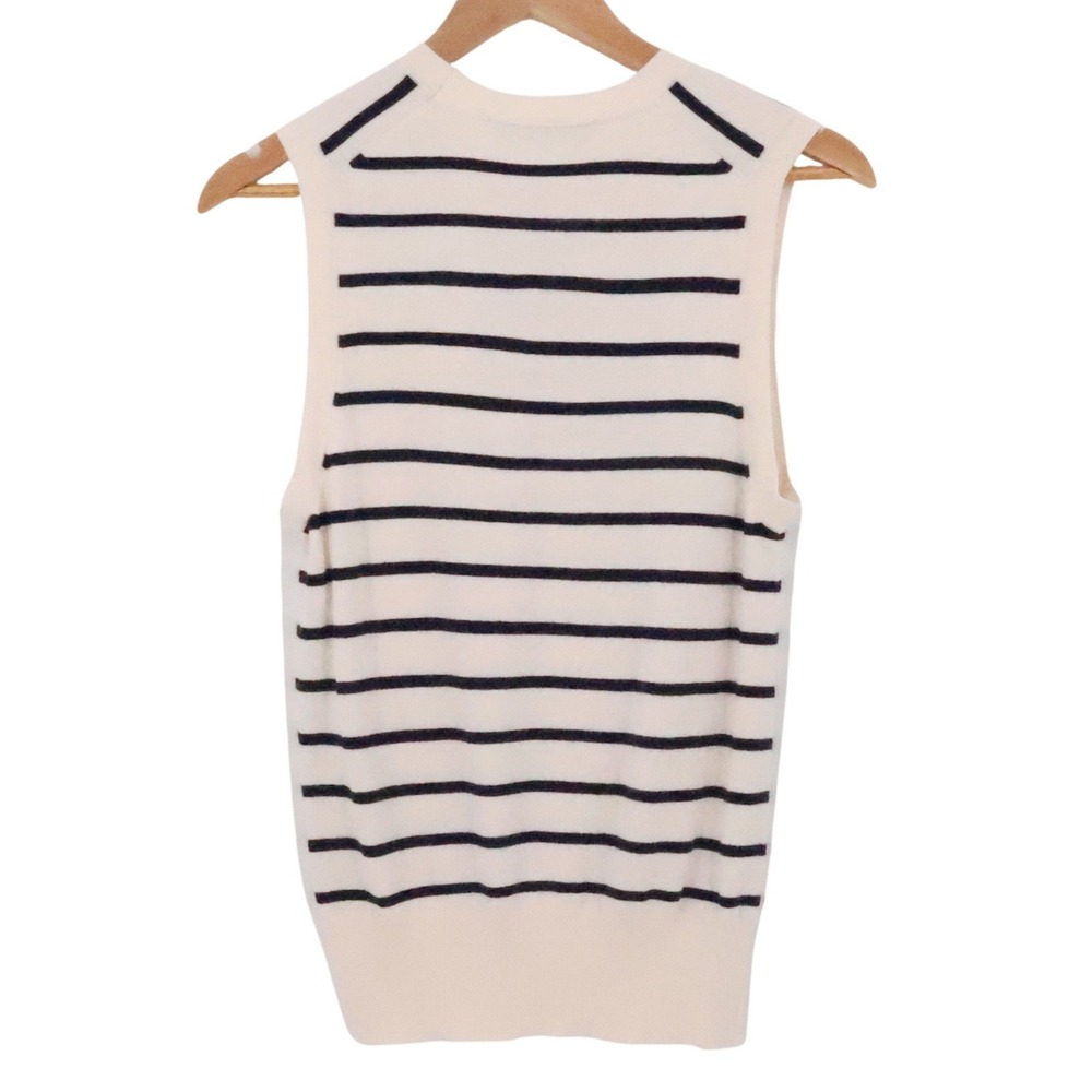 Zara Striped Knit Sleeveless Sweater Top Womens Preppy Cream Black Size M - Picture 4 of 6